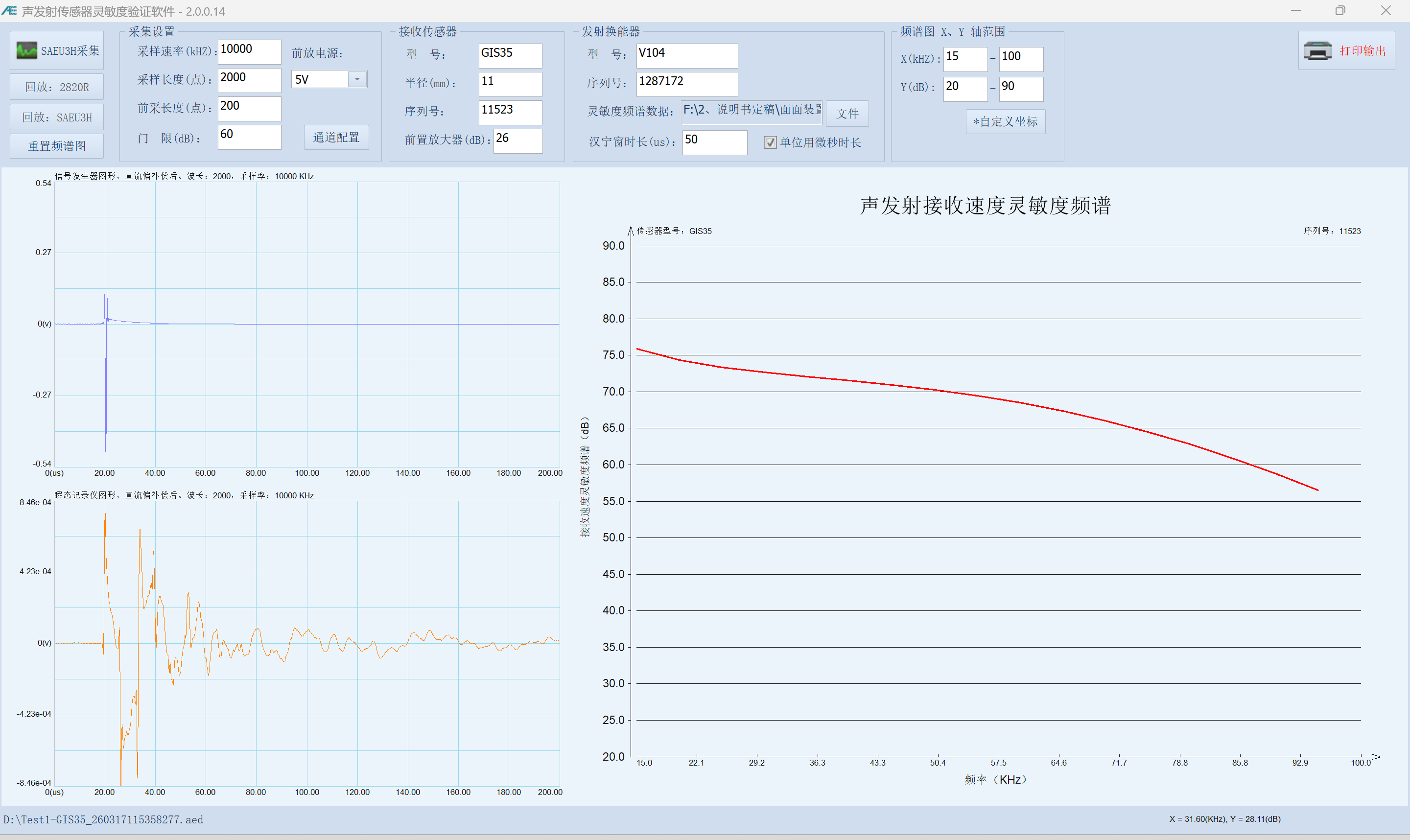 压电声发射传感器接收灵敏度谱的验证系统